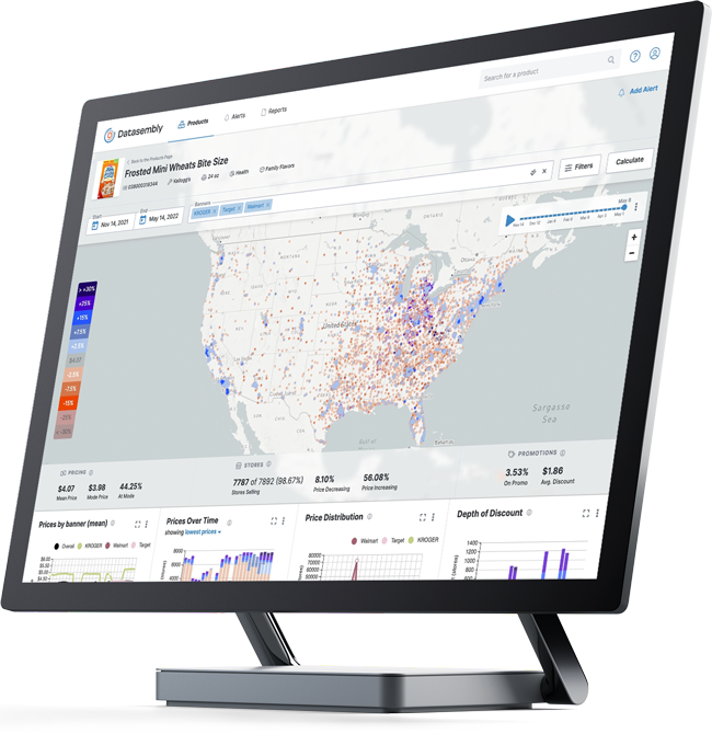 real-time, hyper-local market intelligence for CPGs displayed on monitor